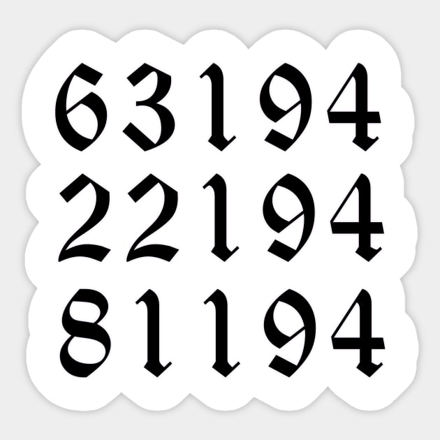 The Promised Wonderland numbers Sticker by Kiboune